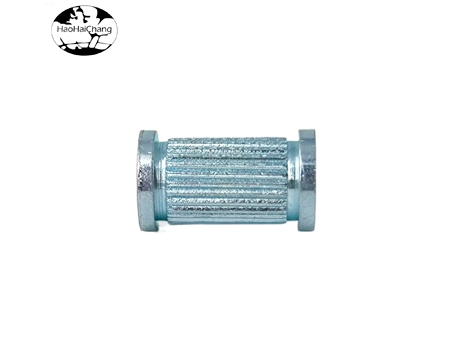 HHC-0457 Automatic lathe processing auto parts Knurled column nut Internal thread blue zinc plated steel stud