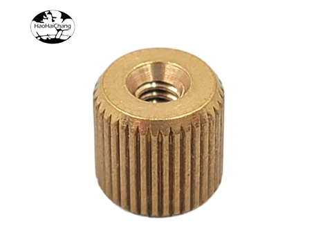 HHC-452 Automatic lathe processing custom lead brass internal thread stud knurled hand-tightened nut