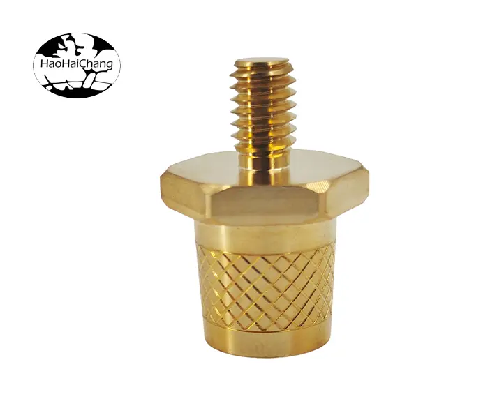 HHC-0770 OEM Custom CNC Processing Hexagonal Stud Solid Slotted Round Copper Stud